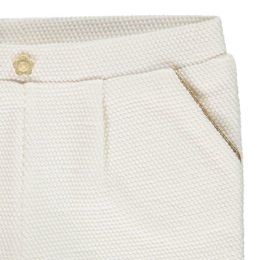 Short en maille cloquée avec détails lurex pour bébé fille - Ecru