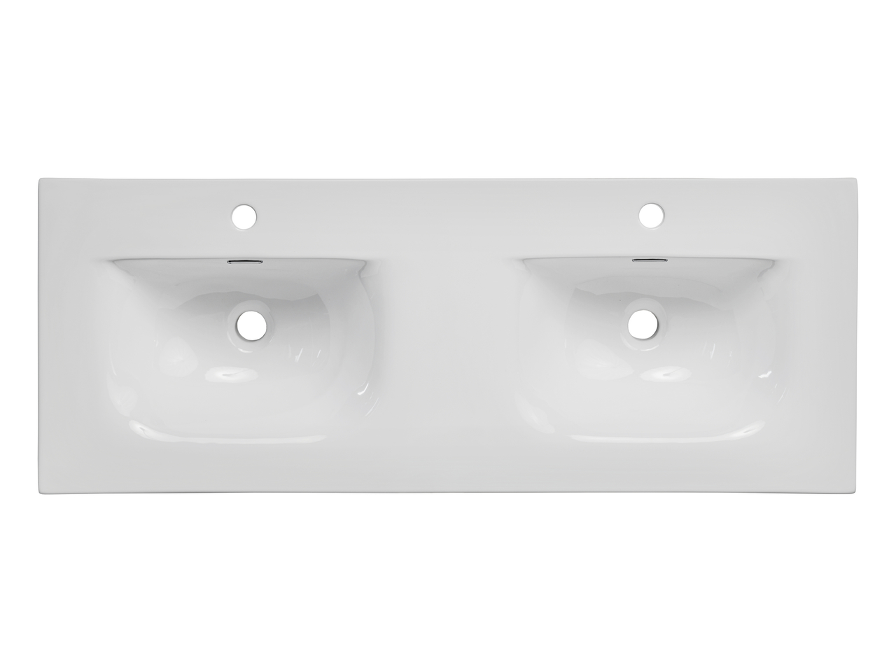 Comad Sky keramische dubbele wastafel 120cm wit glans