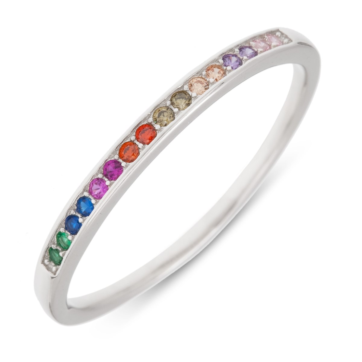 Bague argent rhodié avec 16 pierres précieuses d'imitation