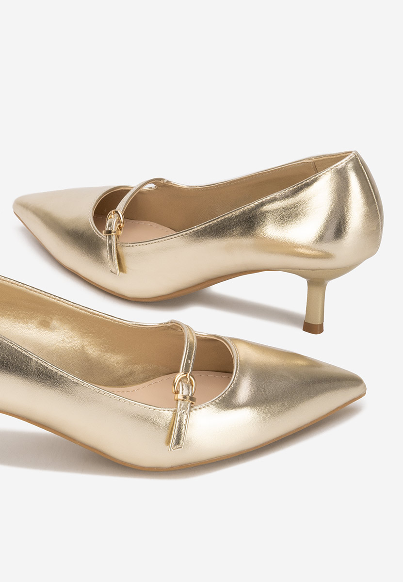 Chaussures stiletto à petit talon dorées Rilora