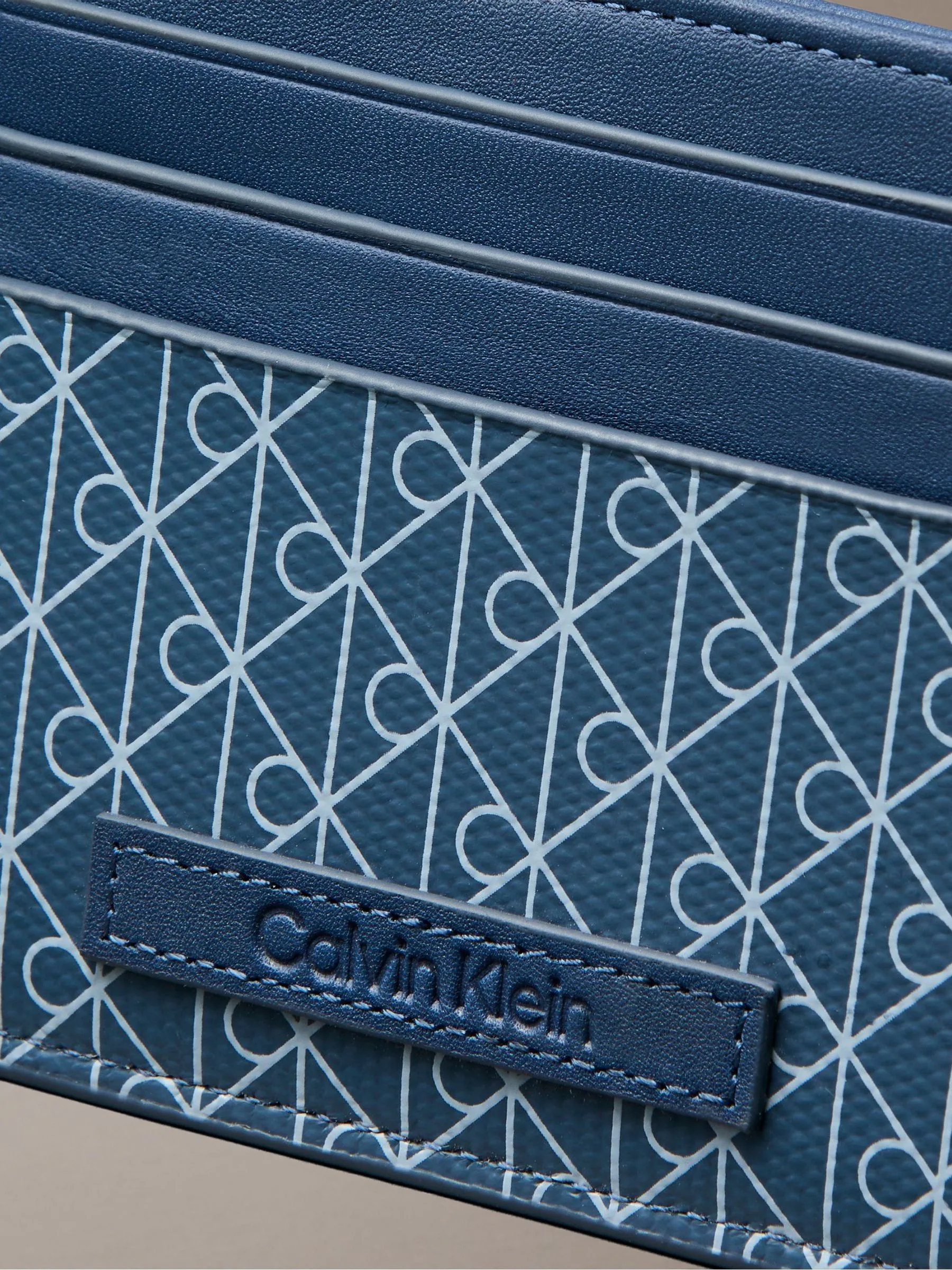 Blauw - Calvin Klein Allover Monogram Logo Card Holder