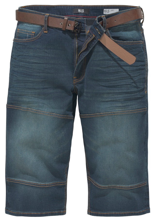 H.I.S Jeansbermudas »HANTZ«, 2 Stk. gerader Beinschnitt,  Used-Look mit Abriebeffekten
