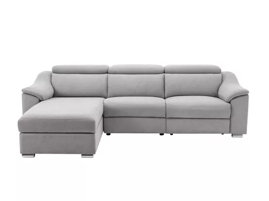 Canapé d'angle relax électrique en tissu gris clair PEDRERA - Angle gauche
