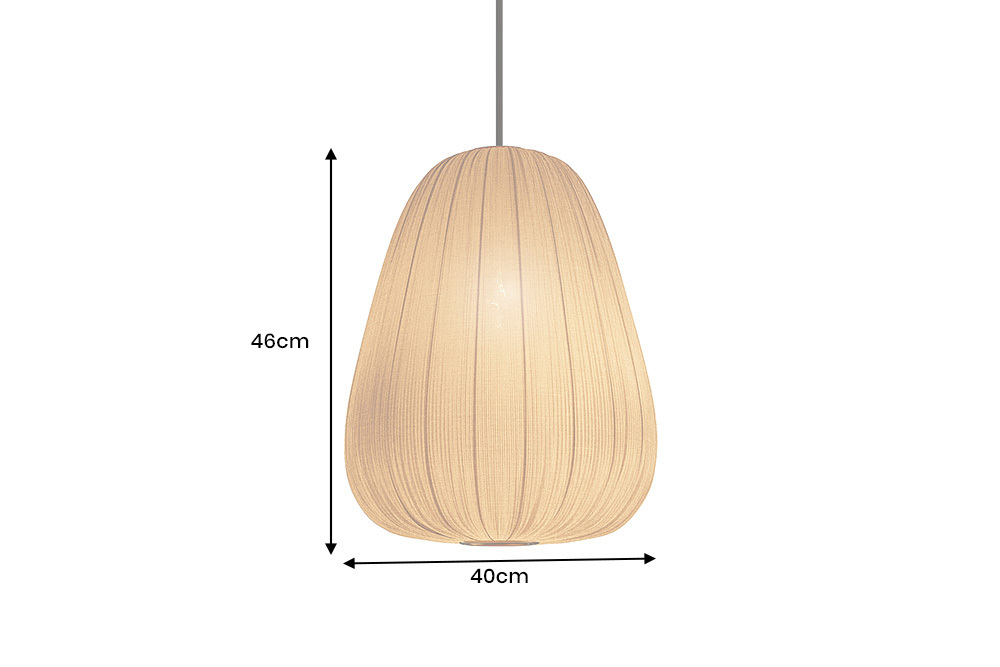 Moderne Hängelampe ORGANIC 45cm natur Stoffschirm Tropfenform Boho