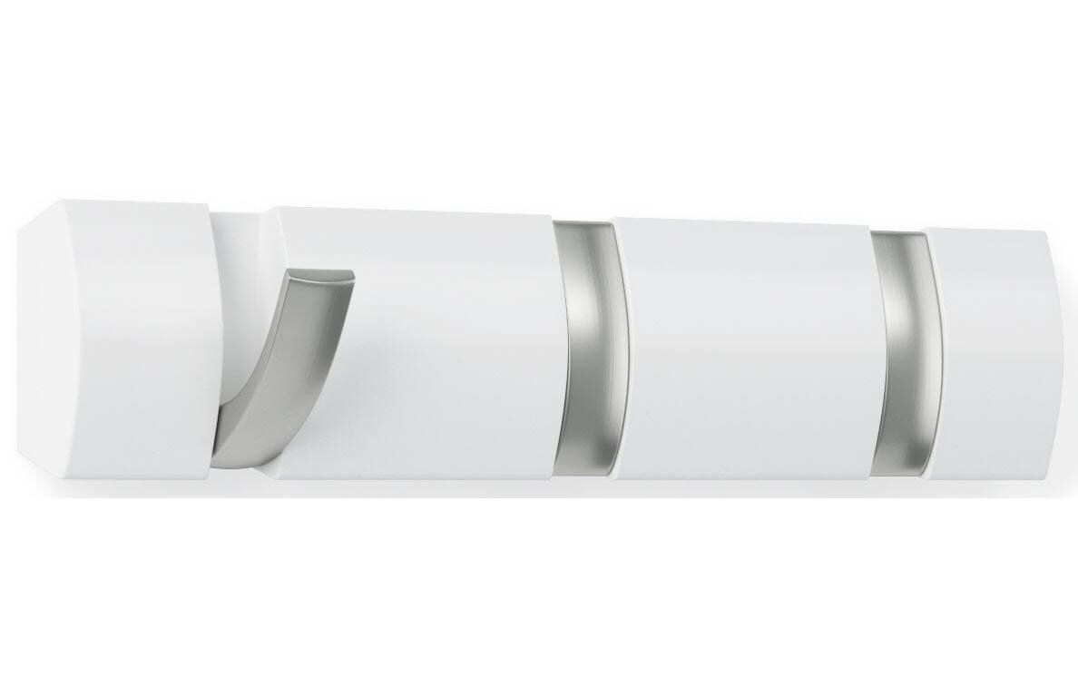 Wandgarderobe Flip 3 Haken, Weiss/SilberGarderobenhaken zum einklappen