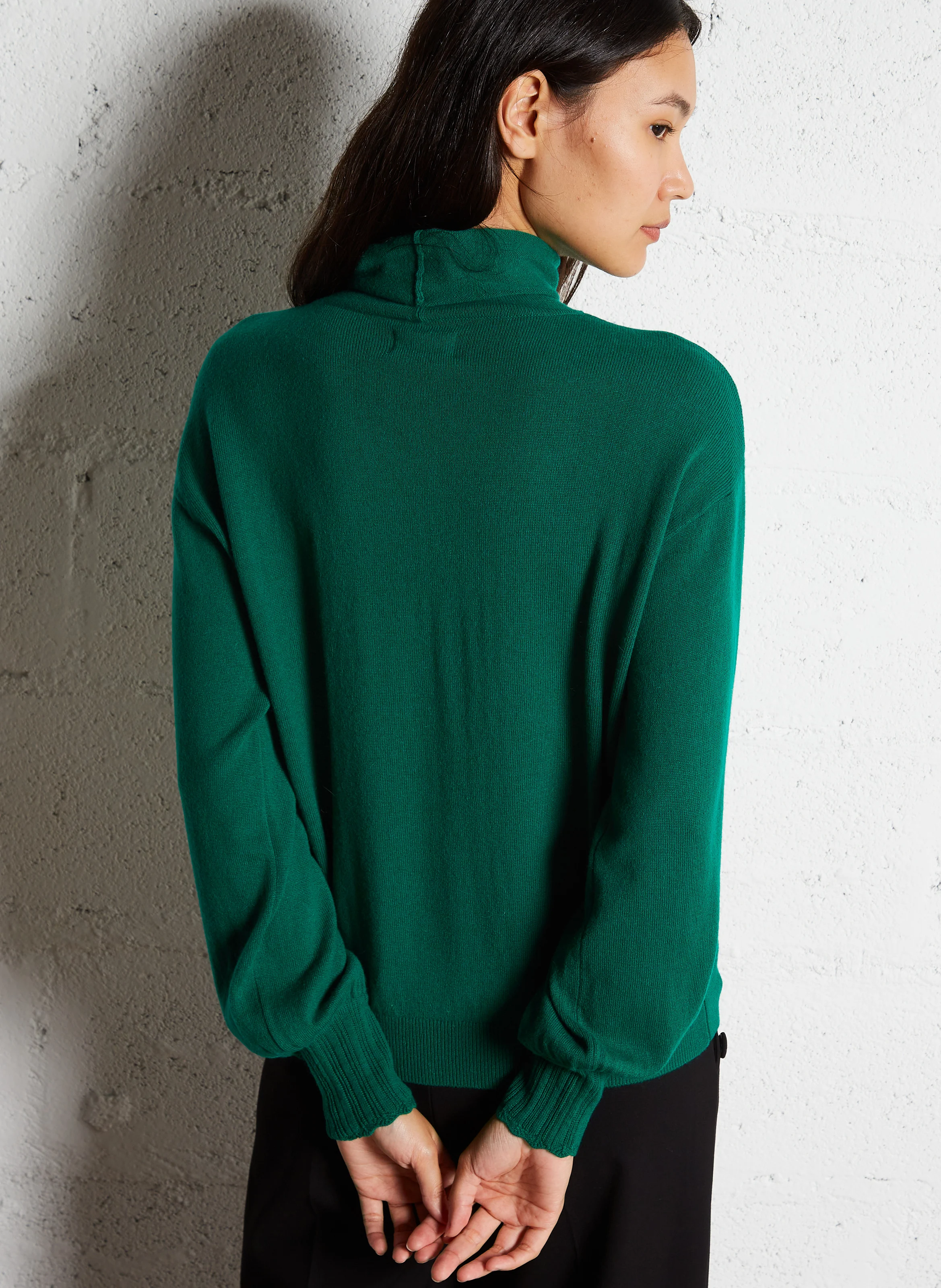 ARMONIE - Pull col montant en laine | Vert