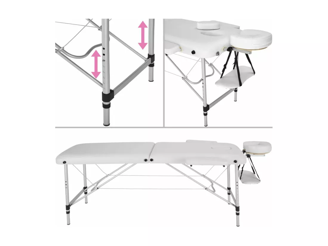 Table de massage Pliante aluminium blanche 210 x 95 x 90 cm 2008134