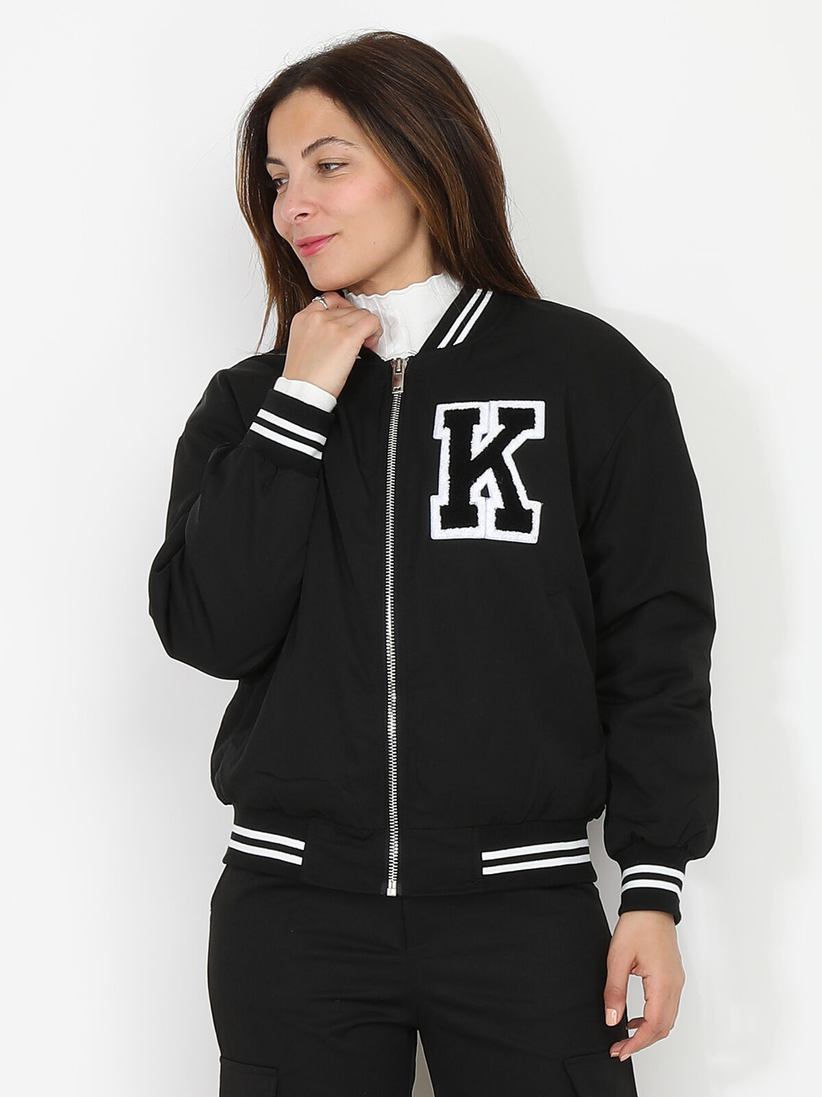 Bomber style universitaire- Noir