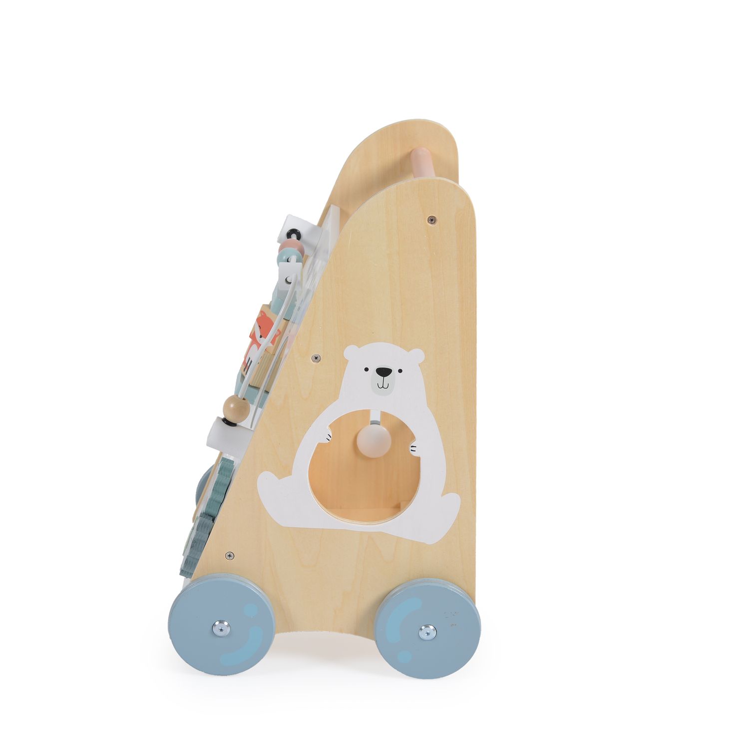 Moni Spiel- und Lauflernwagen 2145 Holz, Laufhilfe, Motorikspielcenter, Formen weiß