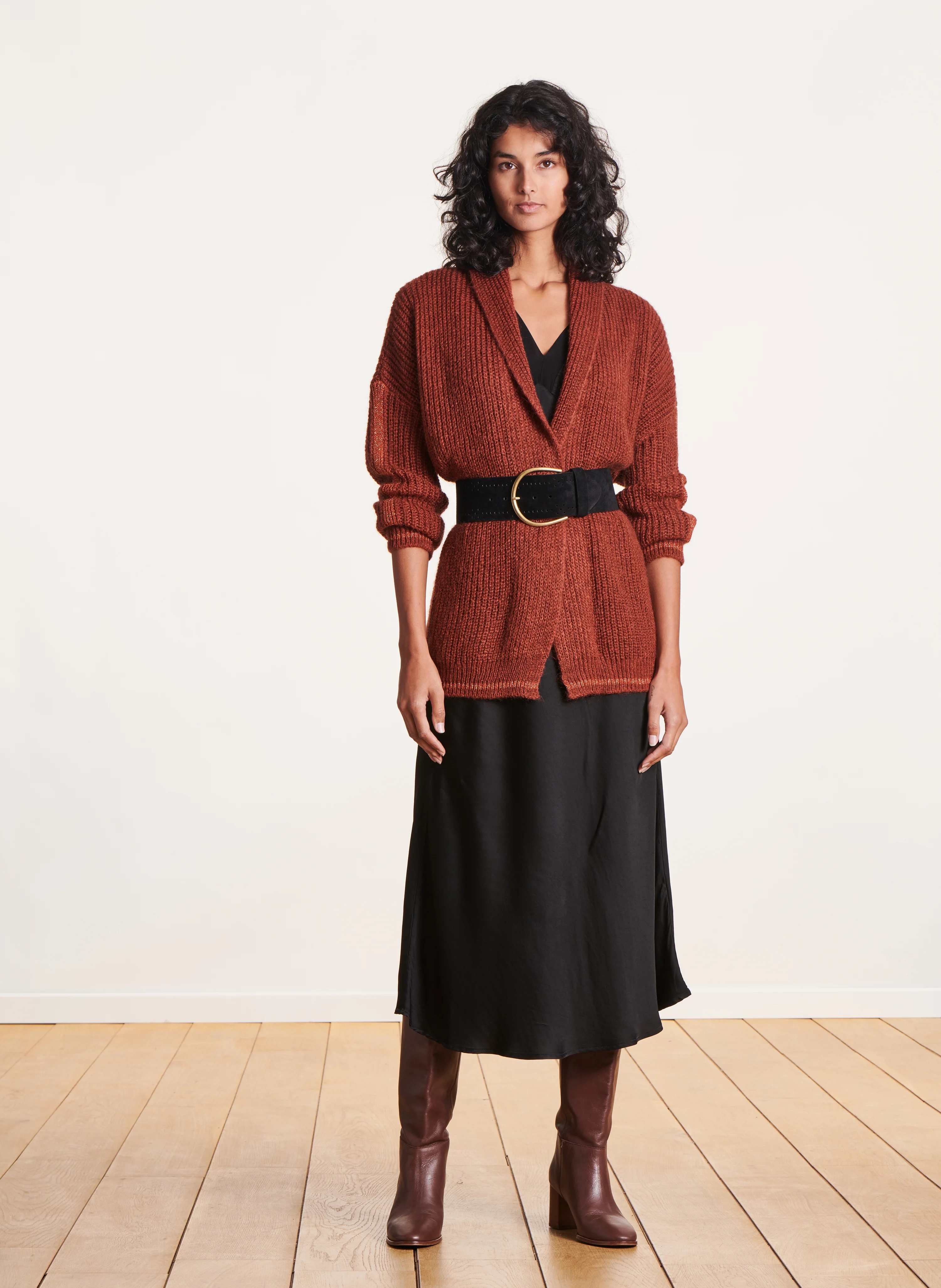 Gilet ample en maille | Orange
