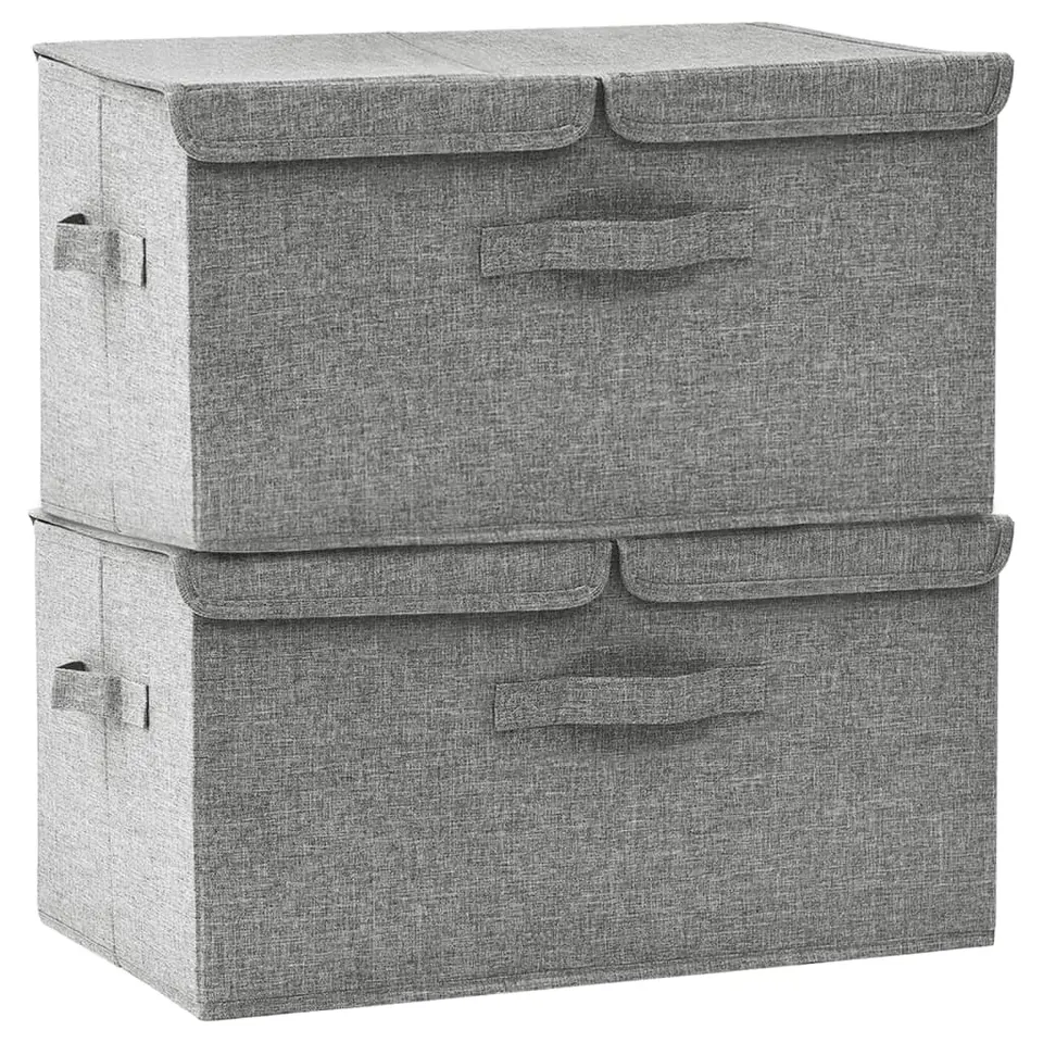 vidaXL - Opbergbox Opbergboxen - Grijs - Stof - 2 stuks