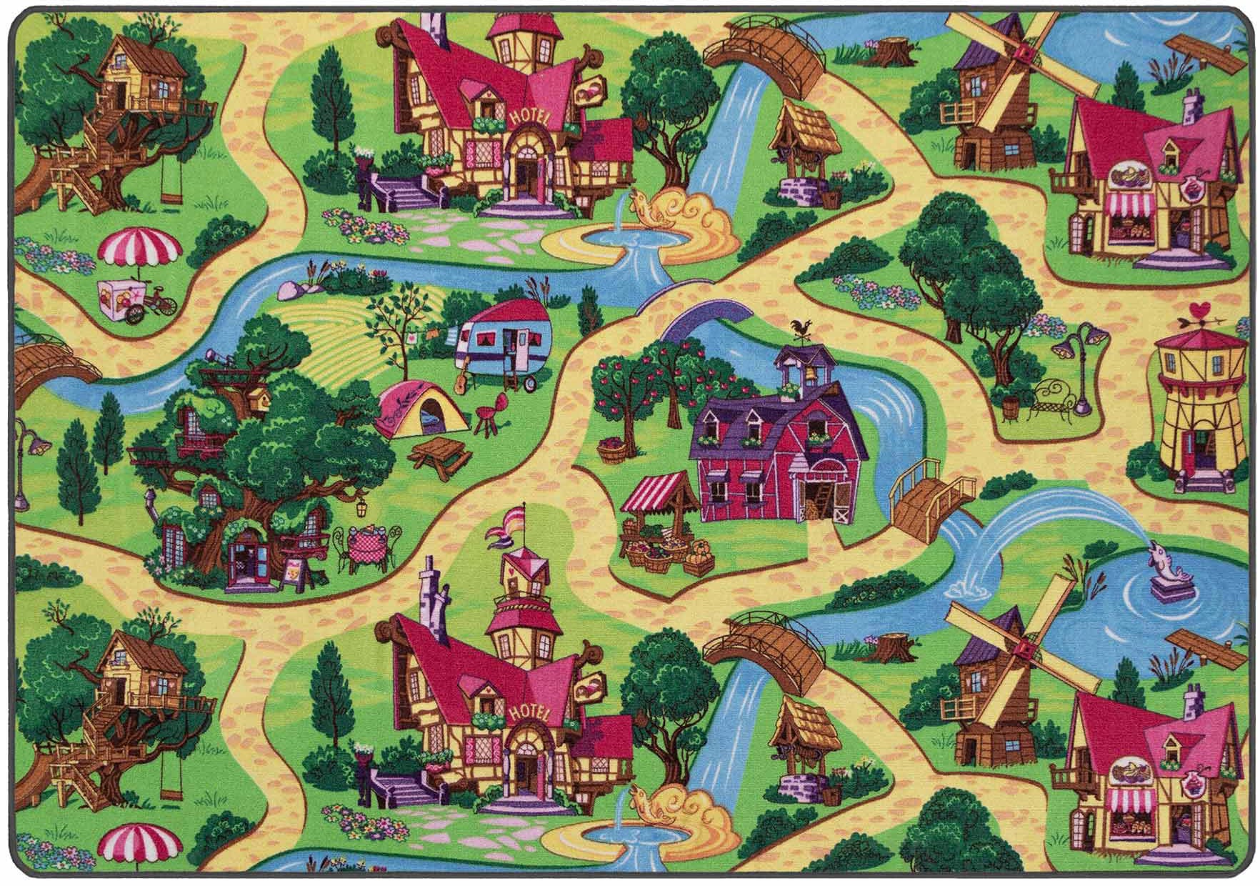 Primaflor-Ideen in Textil Kinderteppich »Spielteppich CANDY TOWN« rechteckig 6,5 mm Höhe Kurzflor, Strassen-Spiel-Teppich, Kinderzimmer
