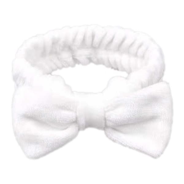 Make Up Band med Bow Hair Band for Face Wash Facial Wire White Band White