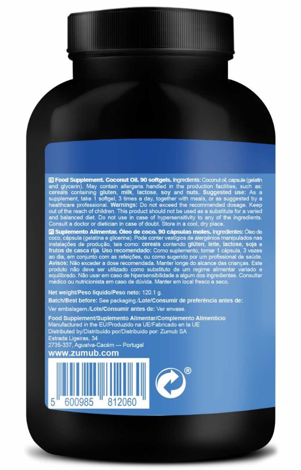 Óleo de Coco Zumbub 30 cápsulas gelatinosas