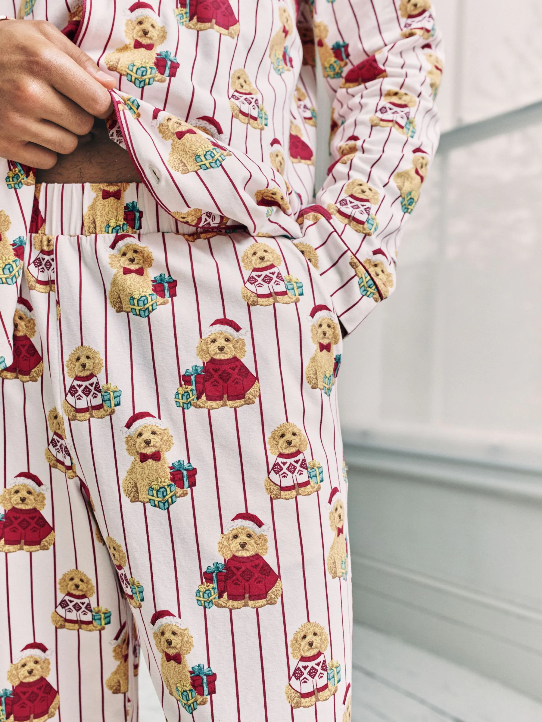 Chelsea Peers Cotton Chip the Christmas Cockapoo Dog Print Long Pyjamas Set