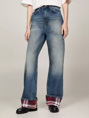 Calça jeans Crest Relaxed Tartan com barra dobrada