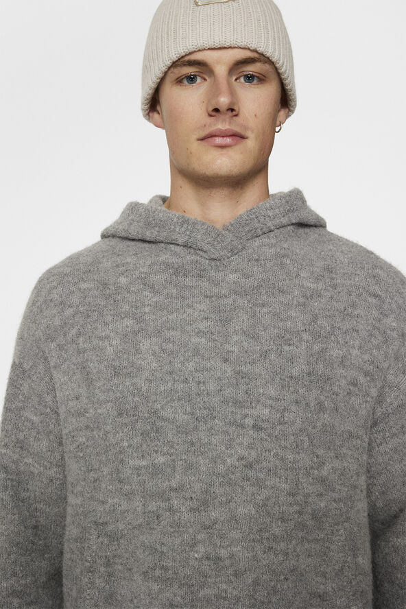 J. Lindeberg Broon Alpaca Blend Hoodie Mid grey melange