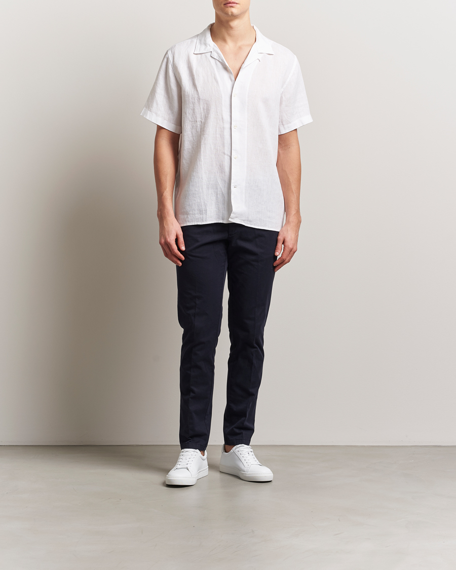 KnowledgeCotton Apparel Short Sleeve Linen Resort Shirt Bright White