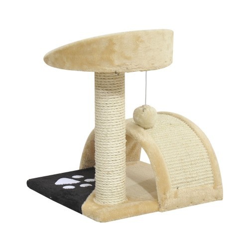 Arranhador, cama e árvore para gatos PawHut, cor creme.