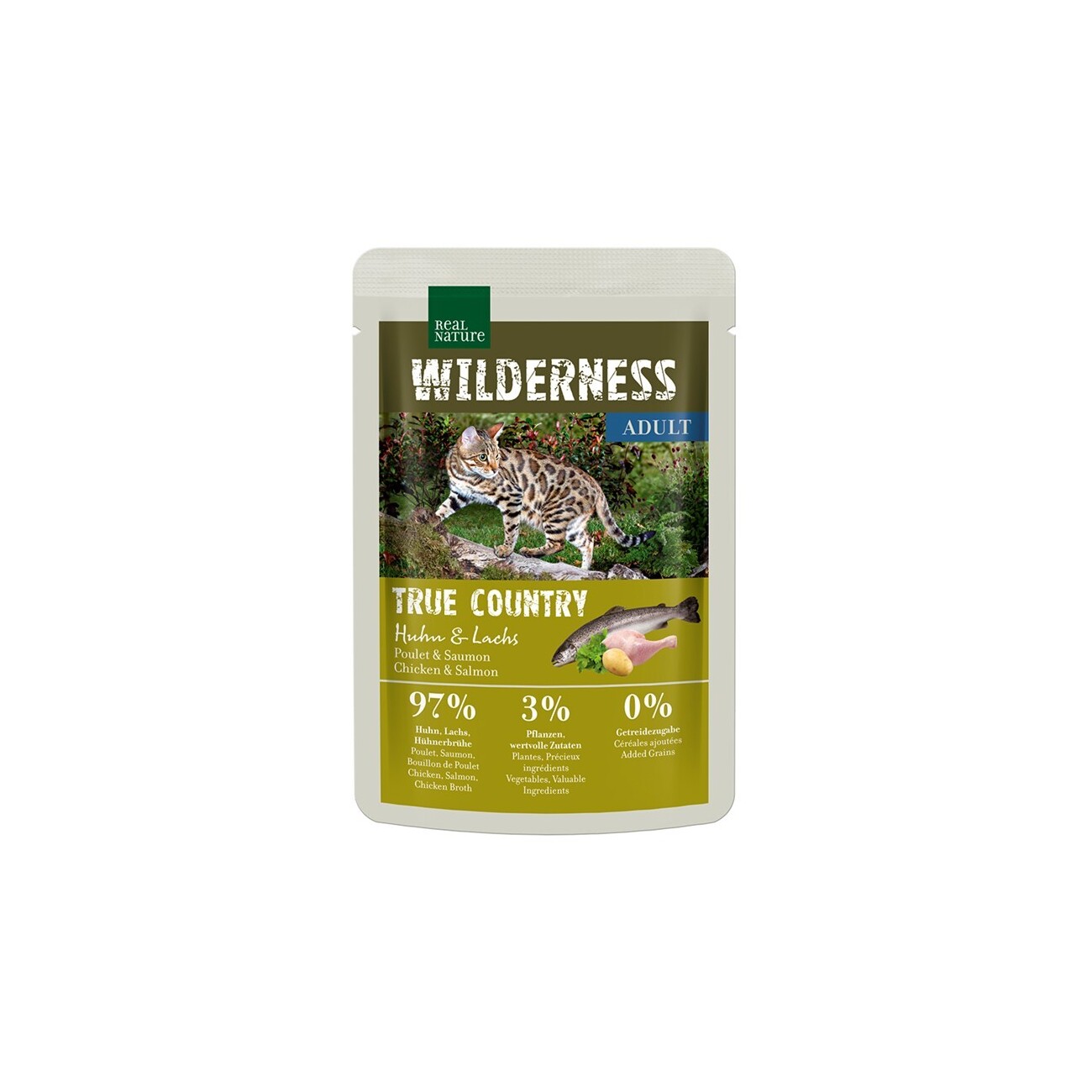 REAL NATURE WILDERNESS Nassfutter Katze, Adult, True Country 12x85 g True Country, Huhn und Lachs