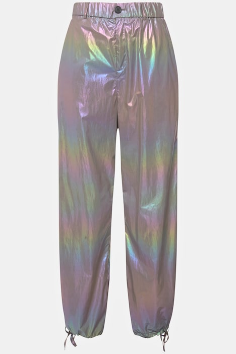 Fliegerhose, wide Legs, Holografic-Look, Elastikbund, 2 Taschen