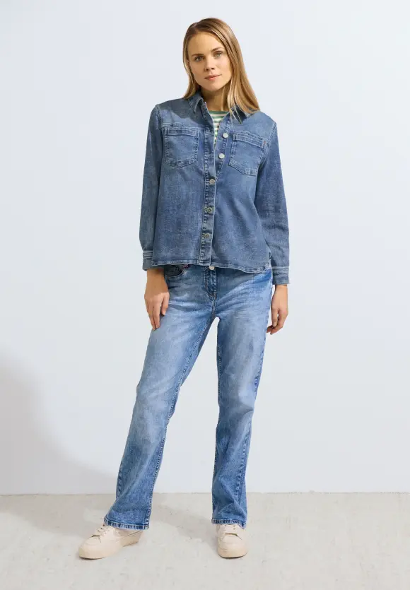 Jeans Overshirt - mid blue wash