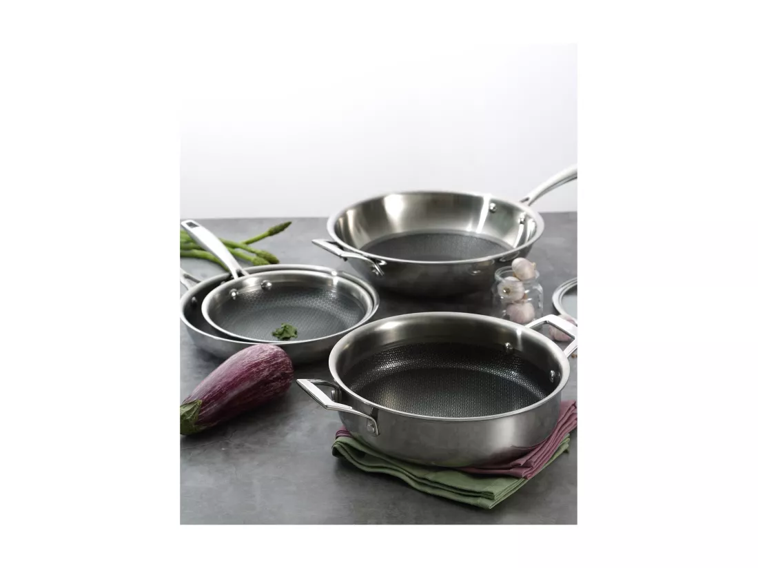 Set de poêles à frire MasterPRO en acier inoxydable Ø24x4,7 cm + Wok Ø28x8 cm