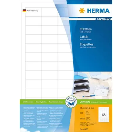 HERMA Etiketten Premium, weiß, 38,1 x 21,2mm, 13000 Stück