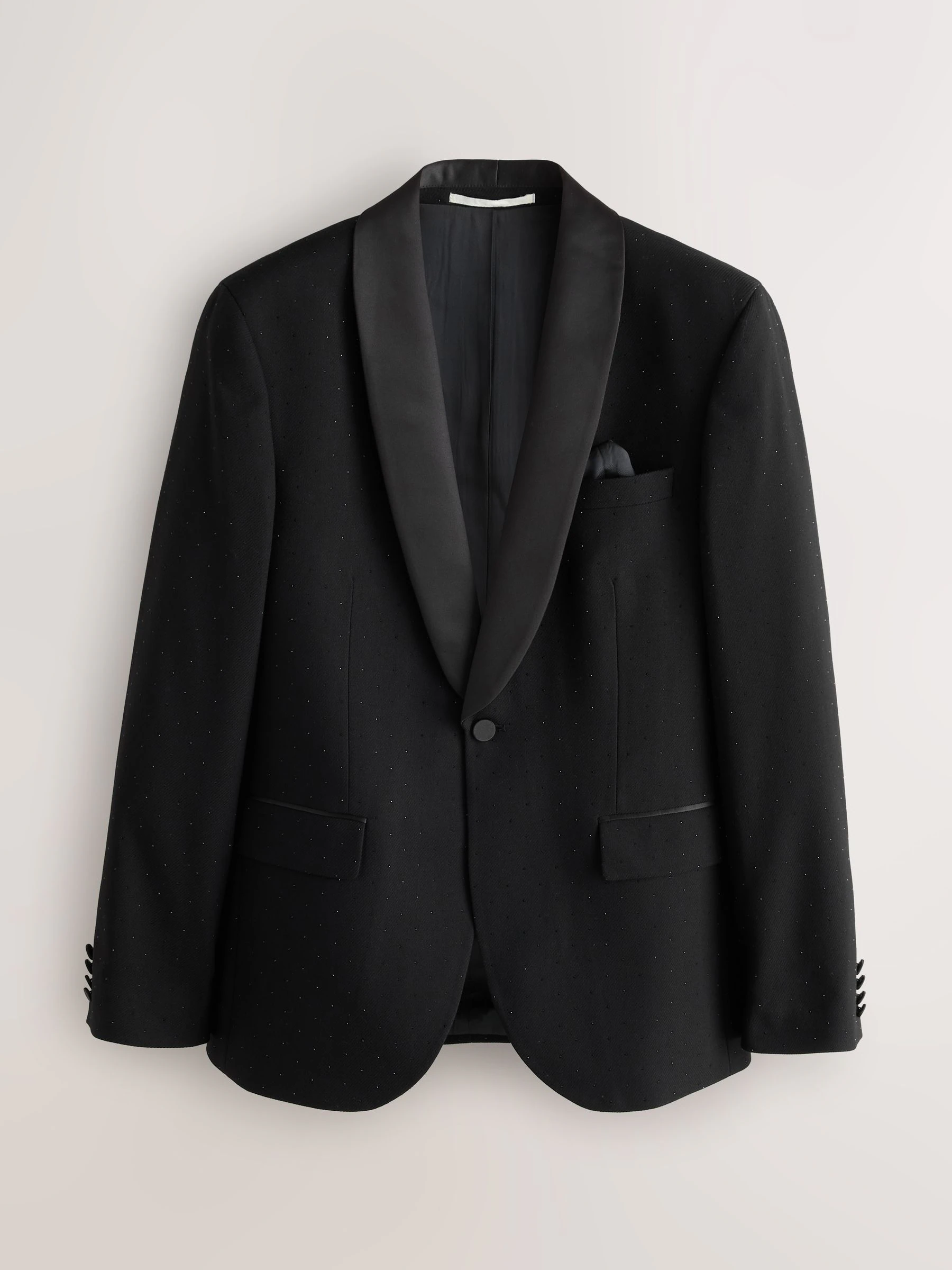 Zwart - Slim Fit Sequin Tuxedo Suit Jacket