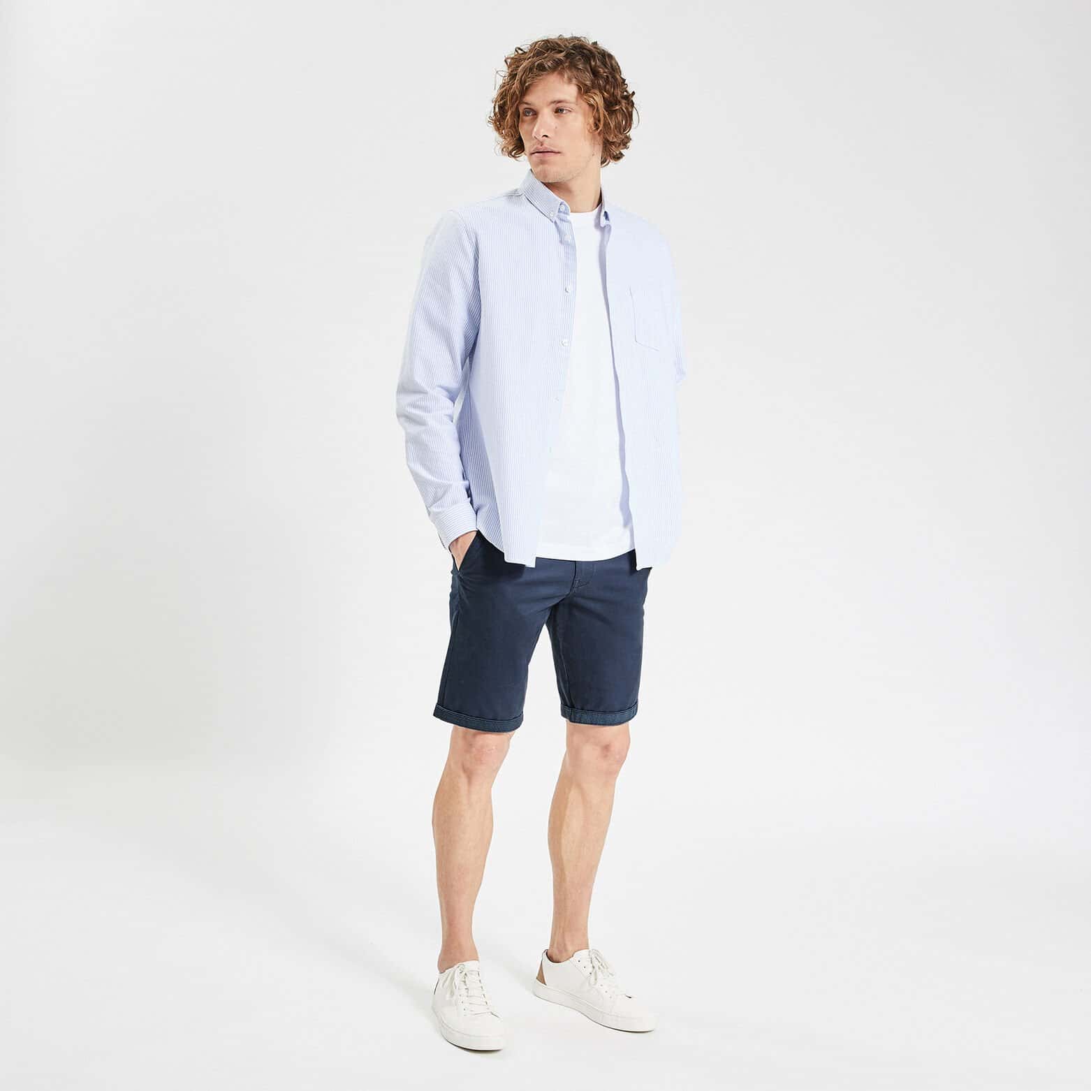 Bermuda chino uni avec ceinture Bleu foncé