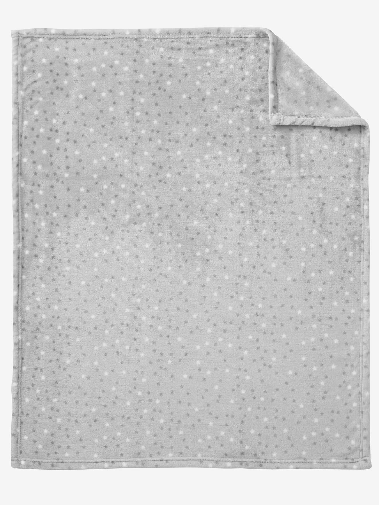 Manta de microfibra estampada, modelo Basics cinza claro.