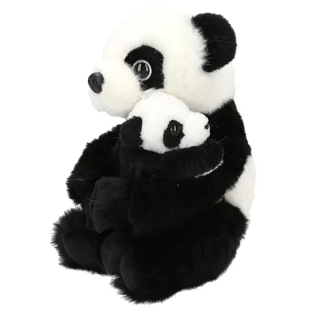 Depesche TOPModel Plüsch Panda Mama mit Baby WILD, 21 cm