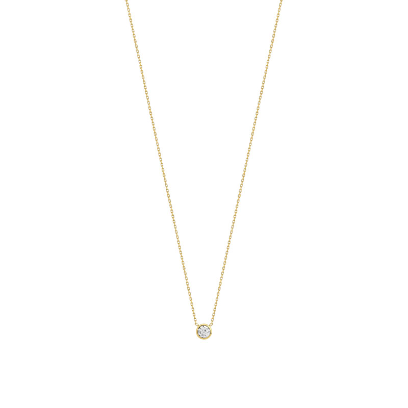 Collier or 375 jaune zirconia 45 cm