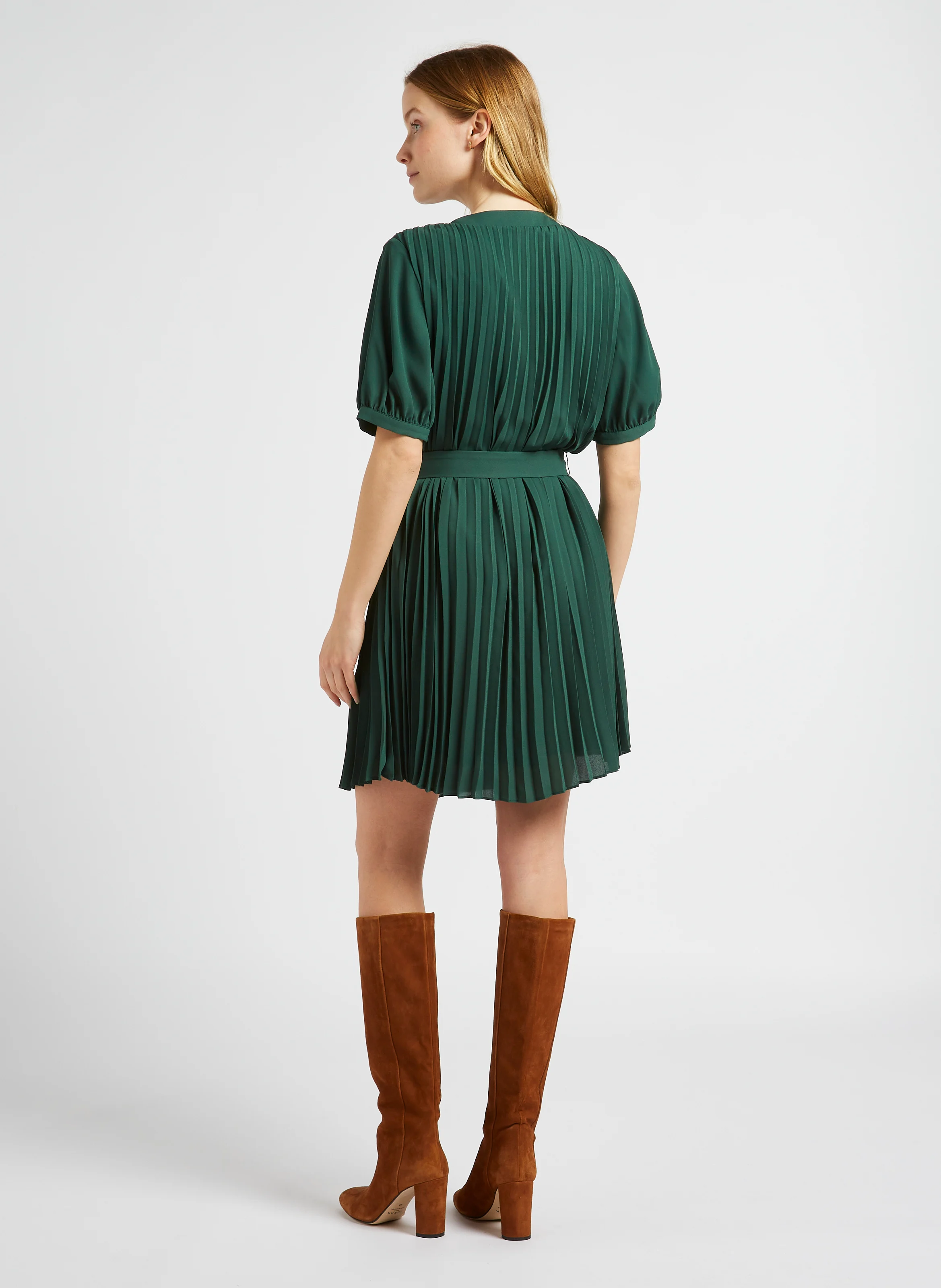 Robe ample col rond| Vert