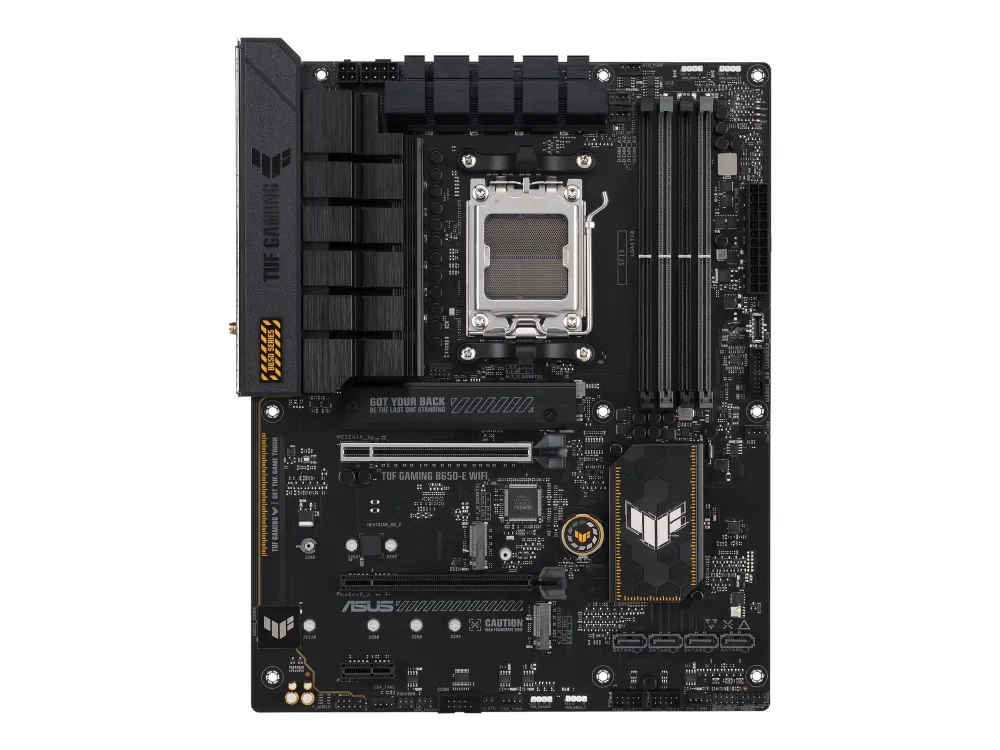 ASUS TUF GAMING B650-E WIFI - Bundkort - ATX - Socket AM5 - AMD B650 Chipset - USB-C Gen2, USB 3.1 Gen 2 - Wi-Fi 6E, Bluetooth - onboard grafik (CPU påkrævet) - HD Audio (8-kanaler)