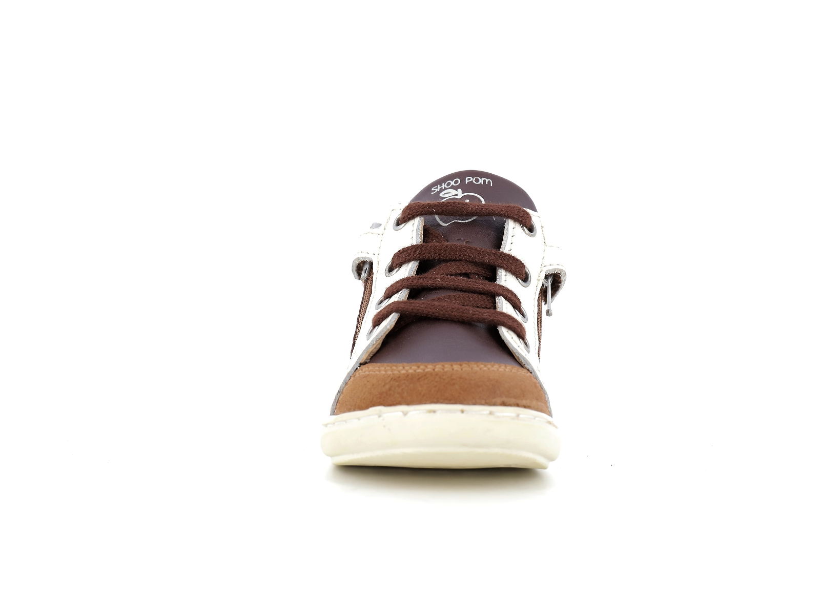 Shoopom-BOUBA BI ZIP Cuir Marron-Blanc