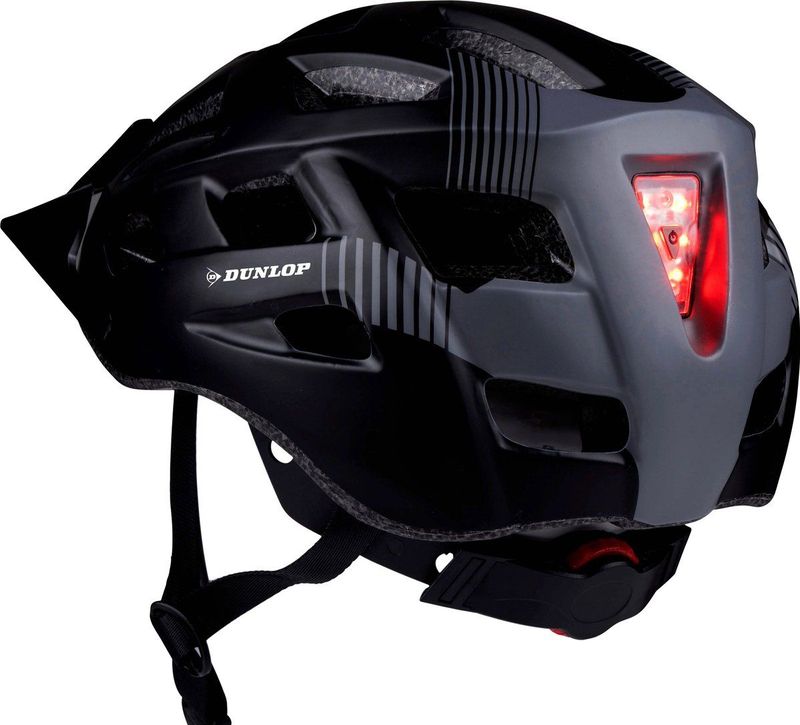 Dunlop Fietshelm - Mountainbike Helm - Maat M - Verstelbaar 55-58cm - LED Verlichting - Zwart