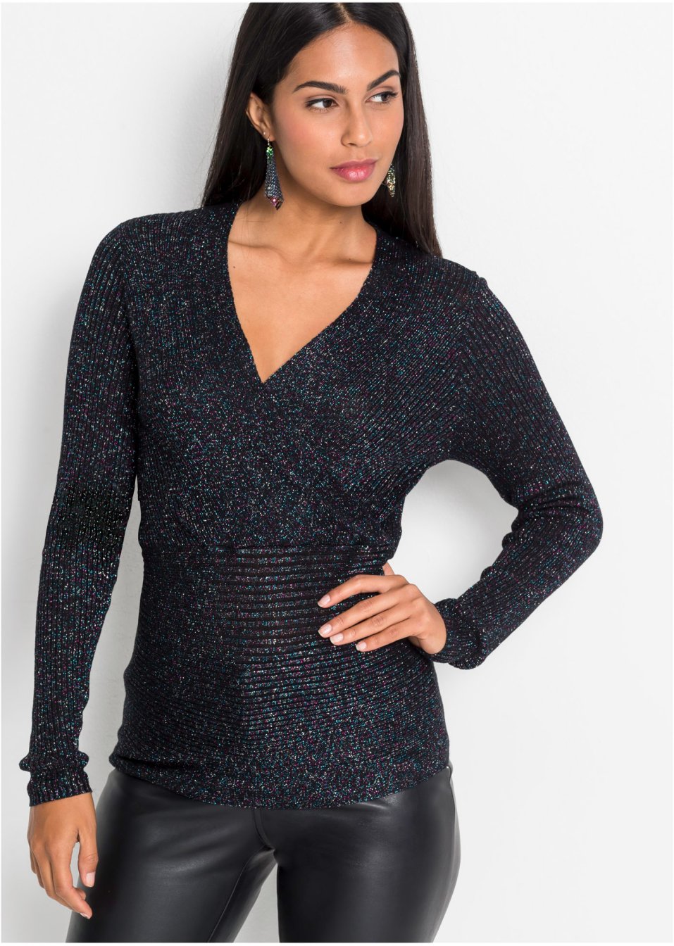 Pull côtelé avec lurex