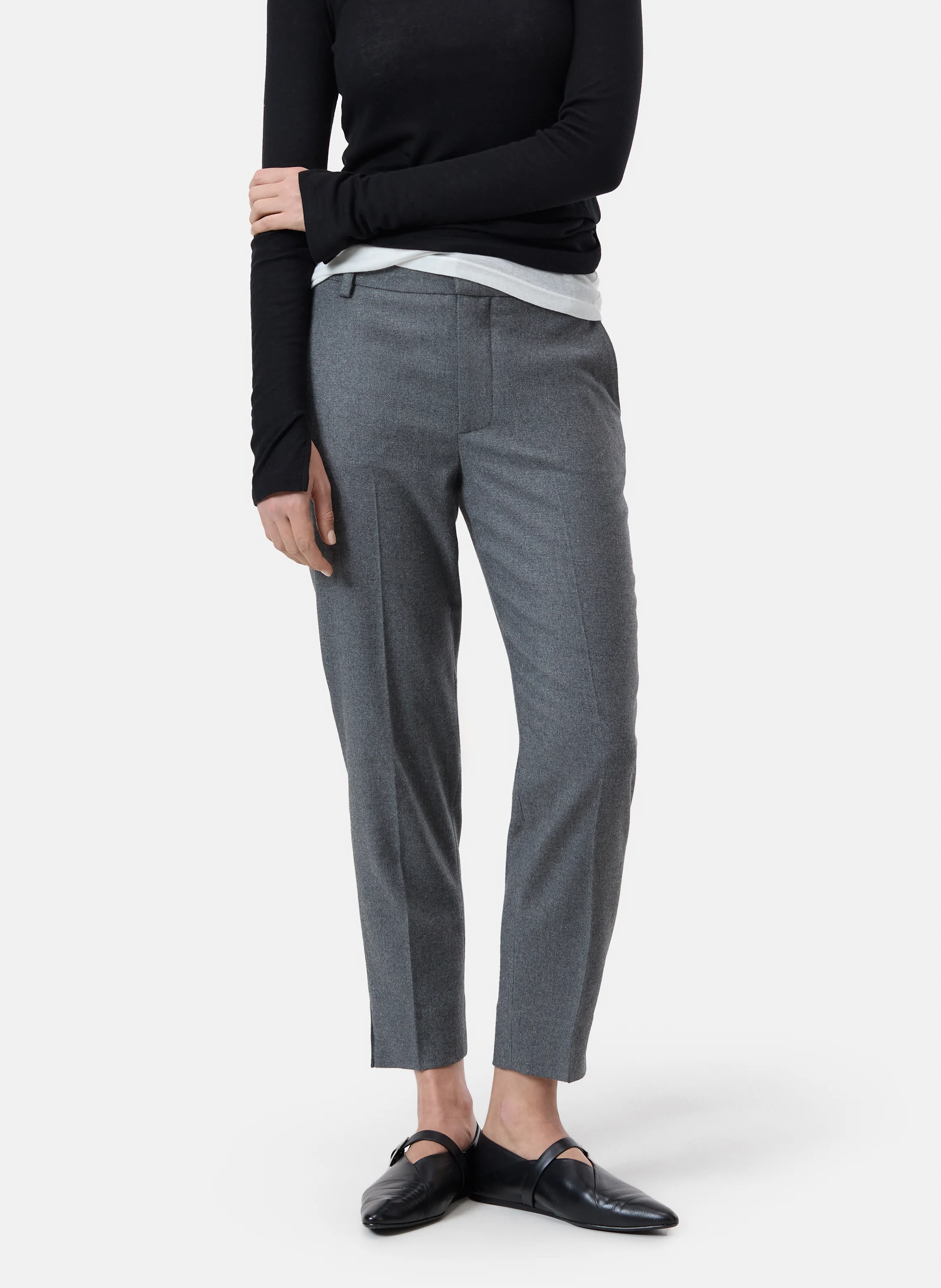 SONNETT - Pantalon slim raccourci en coton mélangé | Gris