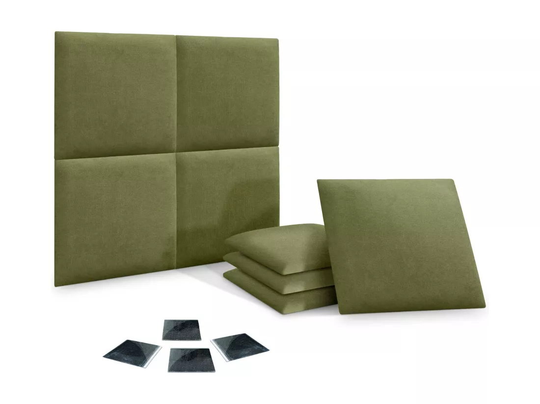 DHOME Lot de 8 Panneaux Rembourrés en Tissu Aqualine Autocollants pour Mur Acoustiques Absorbants Protection contre les Chocs (Vert, 60x60cm, x8)