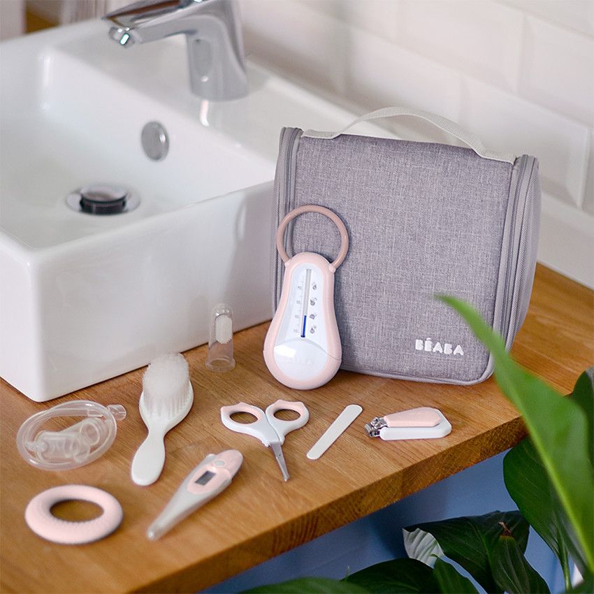 Trousse de toilette Nomade + 9 accessoires - Old pink - Ecru