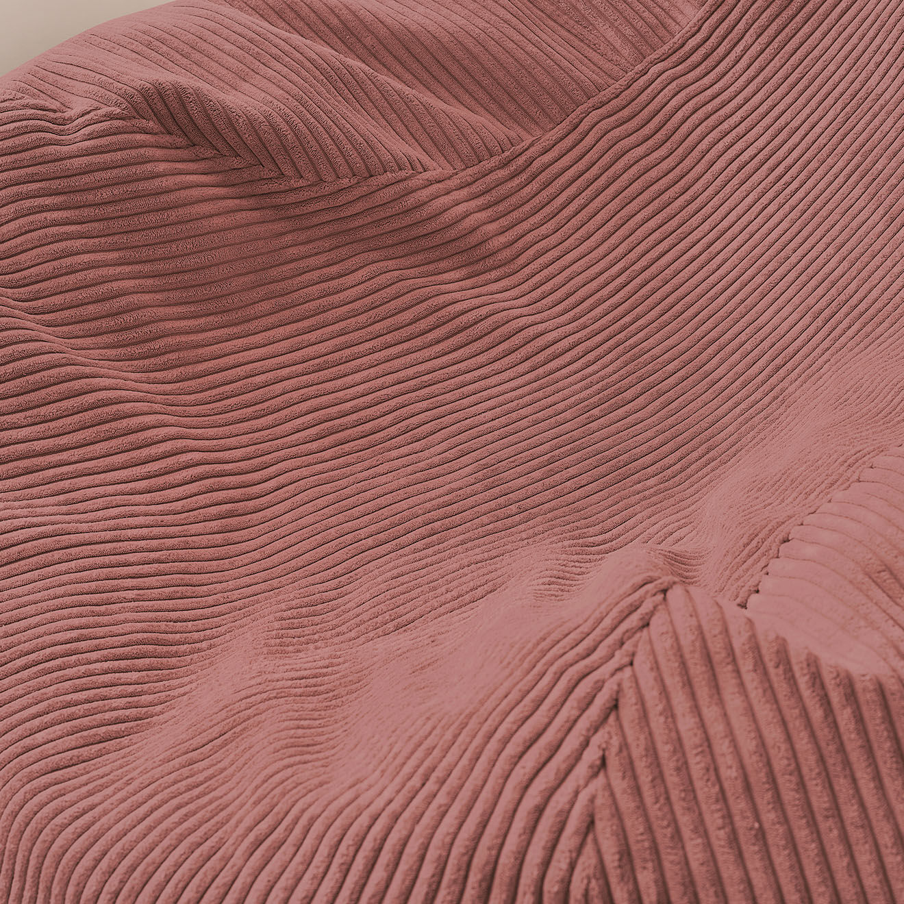 Bobochic Pouf ultra moelleux en Velours côtelé Voltaire rose - 120x70x60 cm