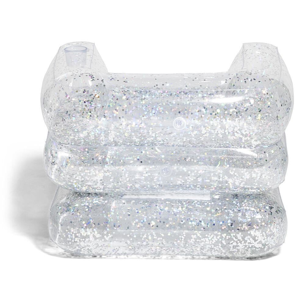 Matelas gonflable piscine 2-en-1 à paillettes 177x82cm argenté