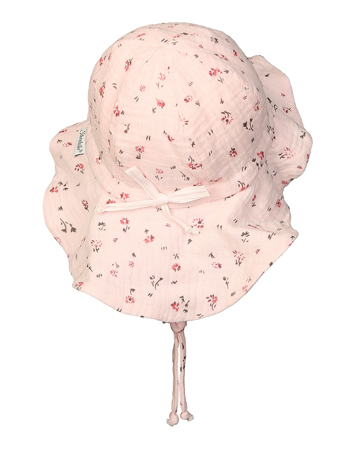 Sommerhut KLEINE BLUMEN mit Nackenschutz in rosa