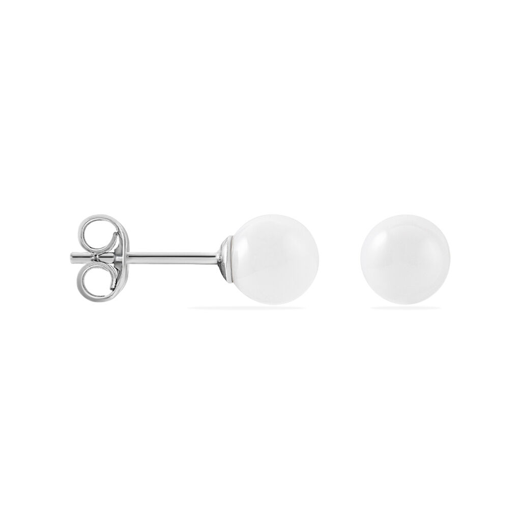 Boucles D'oreilles Puces Solene Argent Blanc Céramique