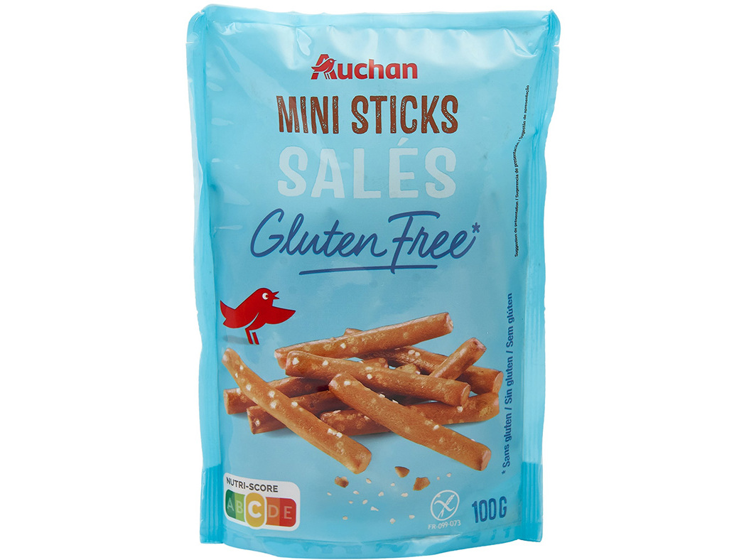 STICKS AUCHAN MINI SALGADOS SEM GLÚTEN 100G
