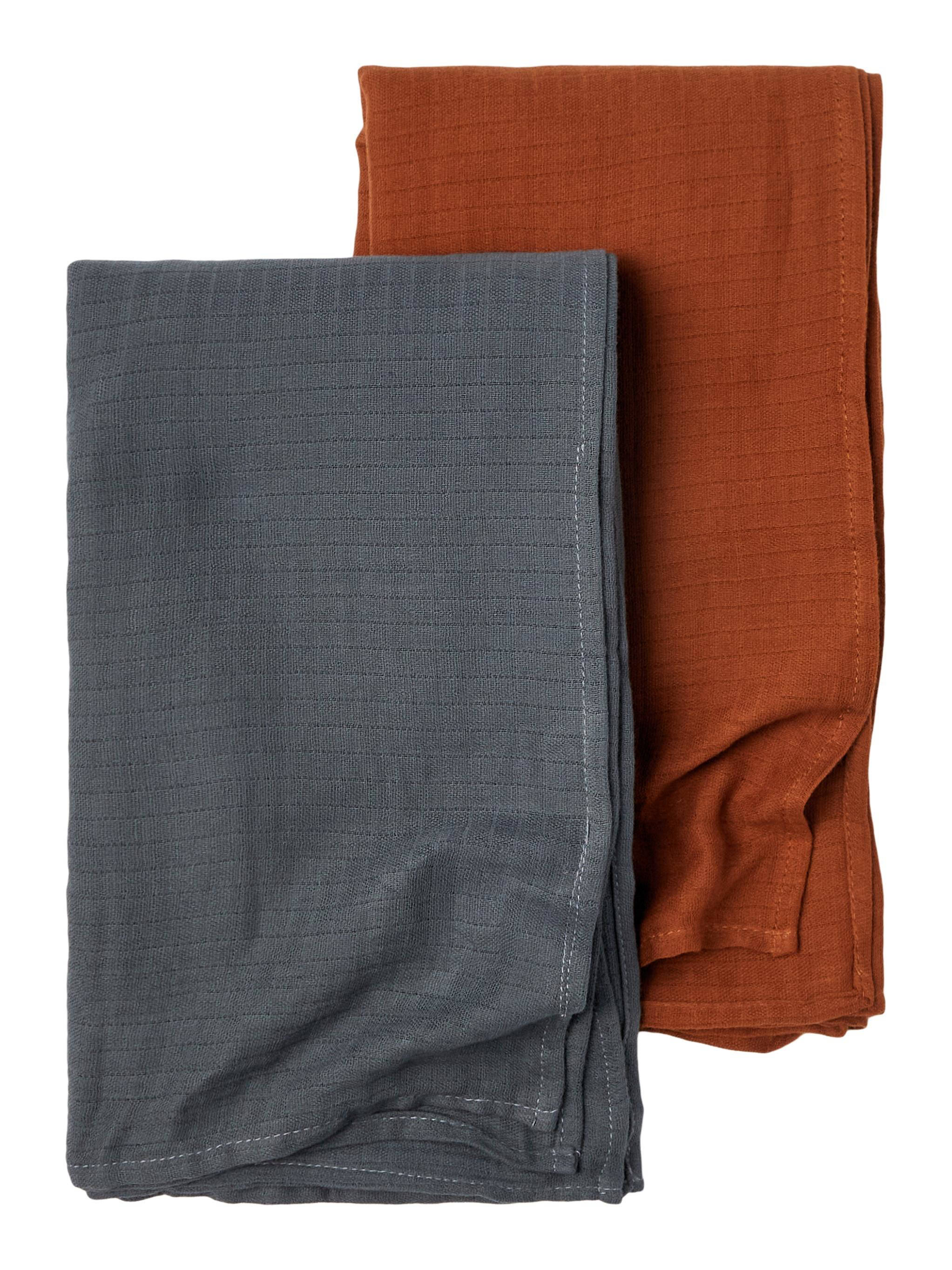 NAME IT NBNRENEE hydrofiele doek 120x120 cm - set van 2 antraciet/terra