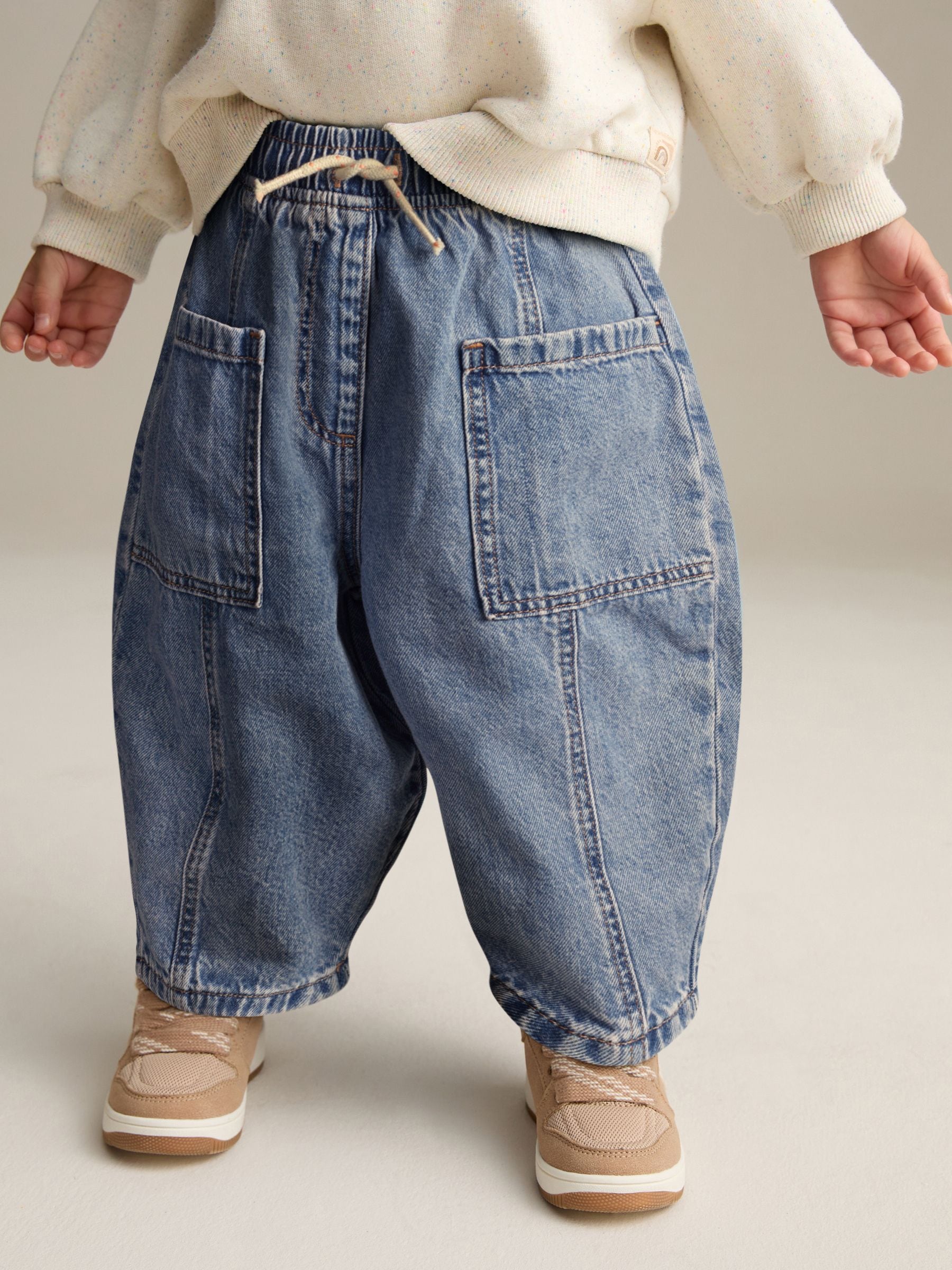 Middenblauw denim - Barrel 100% katoenen jeans (3mnd-7jr)