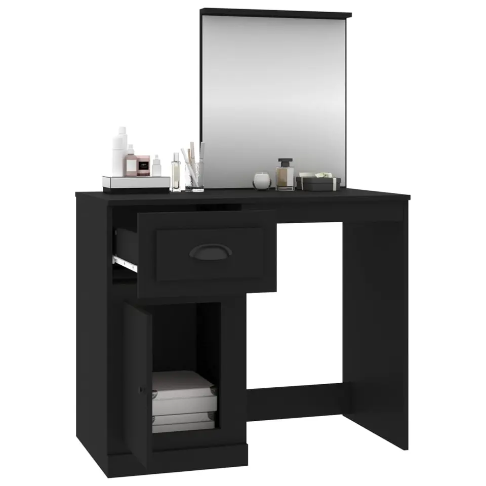 vidaXL - Kaptafel - Zwart - Bewerkt hout