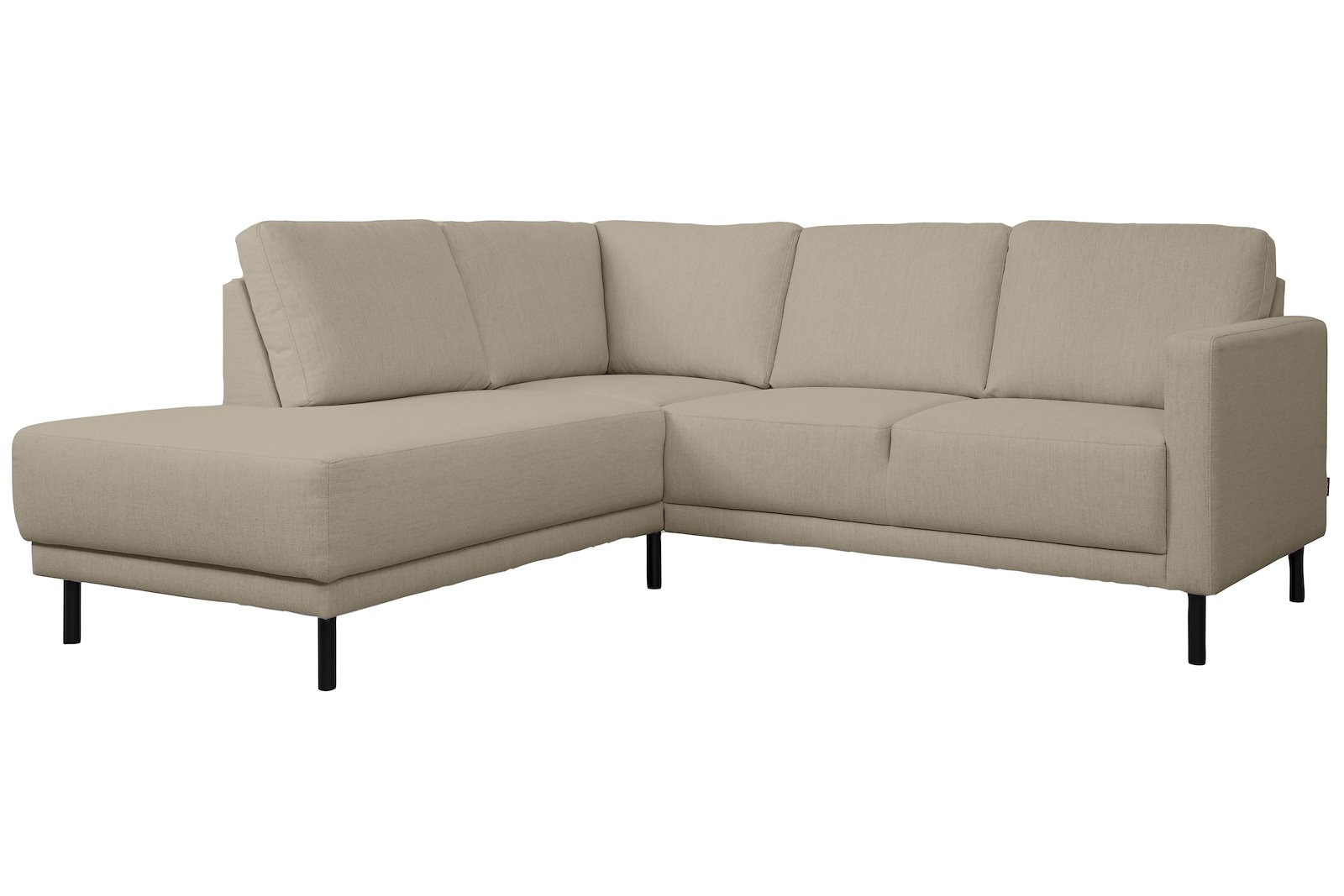 Billy hjørnesofa 2-seter med åpen ende venstre. Tekstil Neve 16 beige/greige med sorte ben.